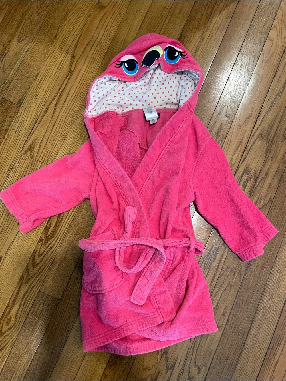 Nautica Bright Pink Hooded Kids Robe with Character Face